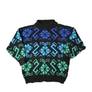 VTG 80s Geometric Knit Sweater Pullover Large